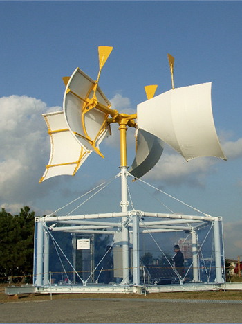 Exhibit the full-size prototype of windmill for Breathing Earth